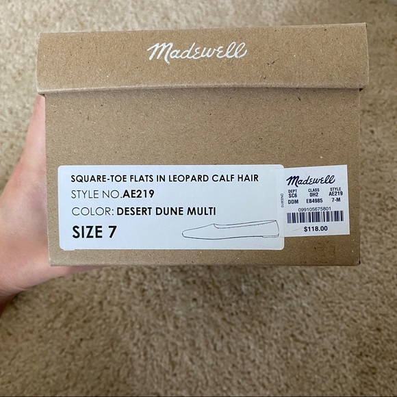 🐆SOLD🐆 NIB Madewell Cory Square Toe Flat Leopard Calf Hair Size 7 - Picture 7 of 9